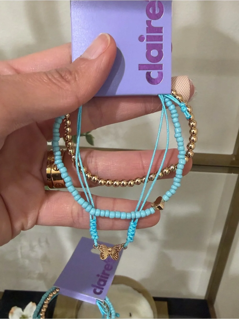 Turquoise and Gold Layered Bracelet Set